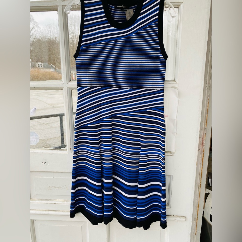 Nanette Lepore Blue Striped Midi Dress
